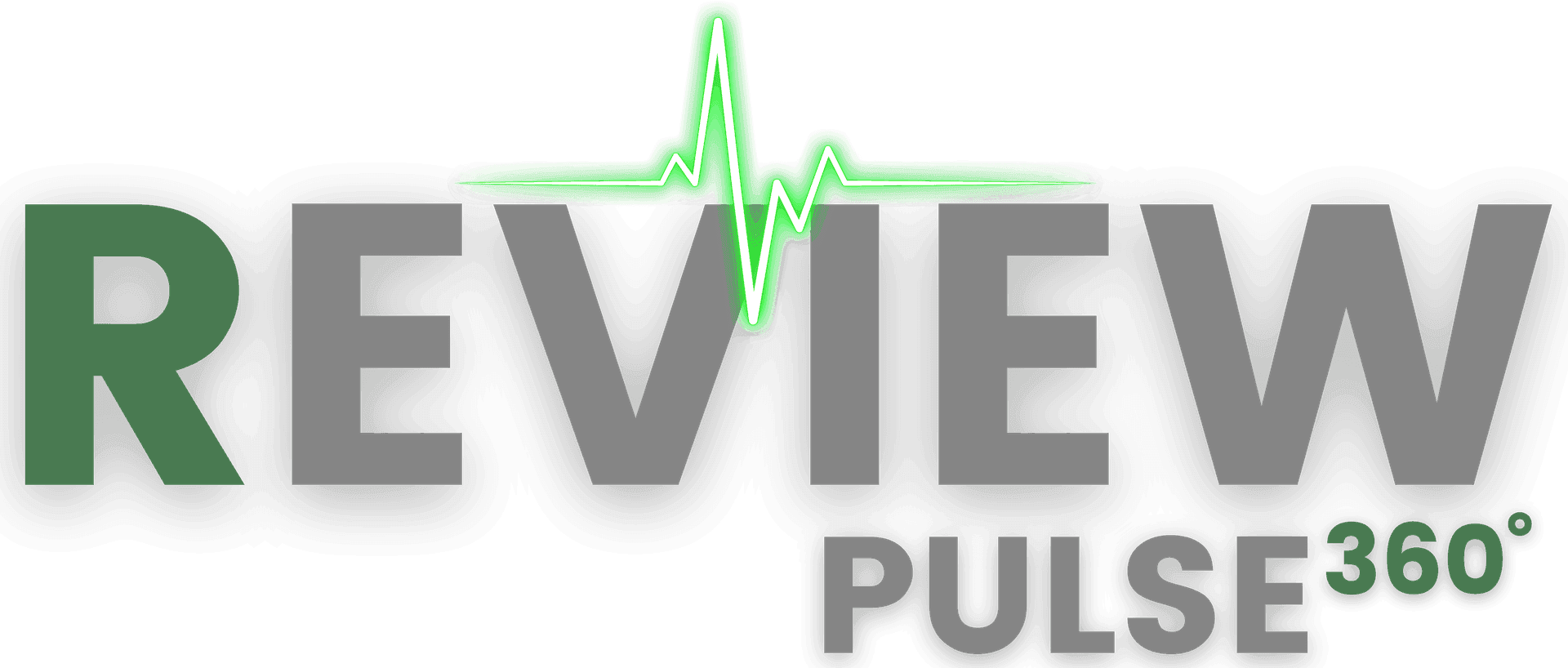 Logo with the text 'Review Pulse 360°' and a green heartbeat line.