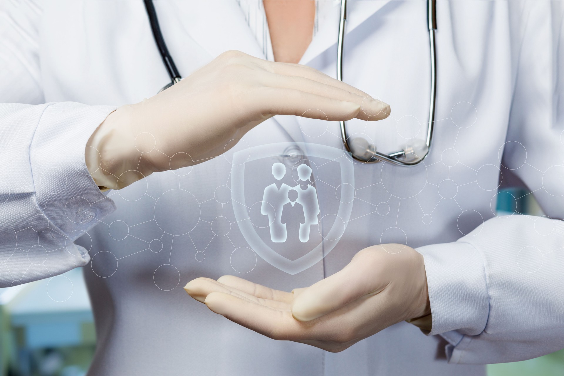 Healthcare pro shows family protection.