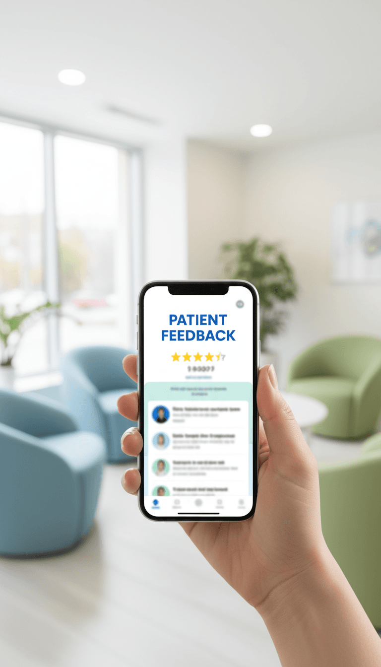 Mobile view of a patient review widget on a smartphone